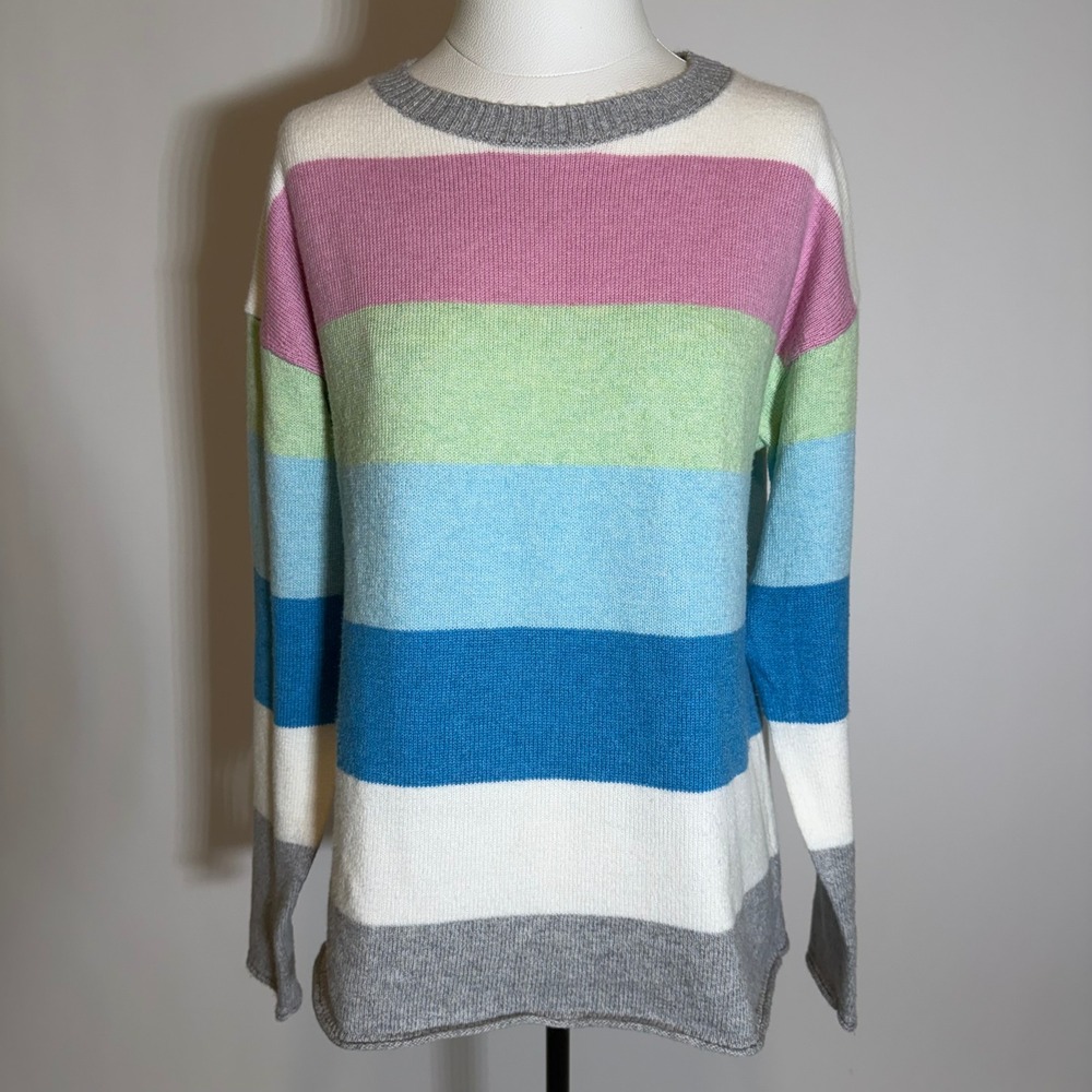 Talbots Multicolor Striped Soft Knit Sweater Womens Sz Medium Pastel Colorblock